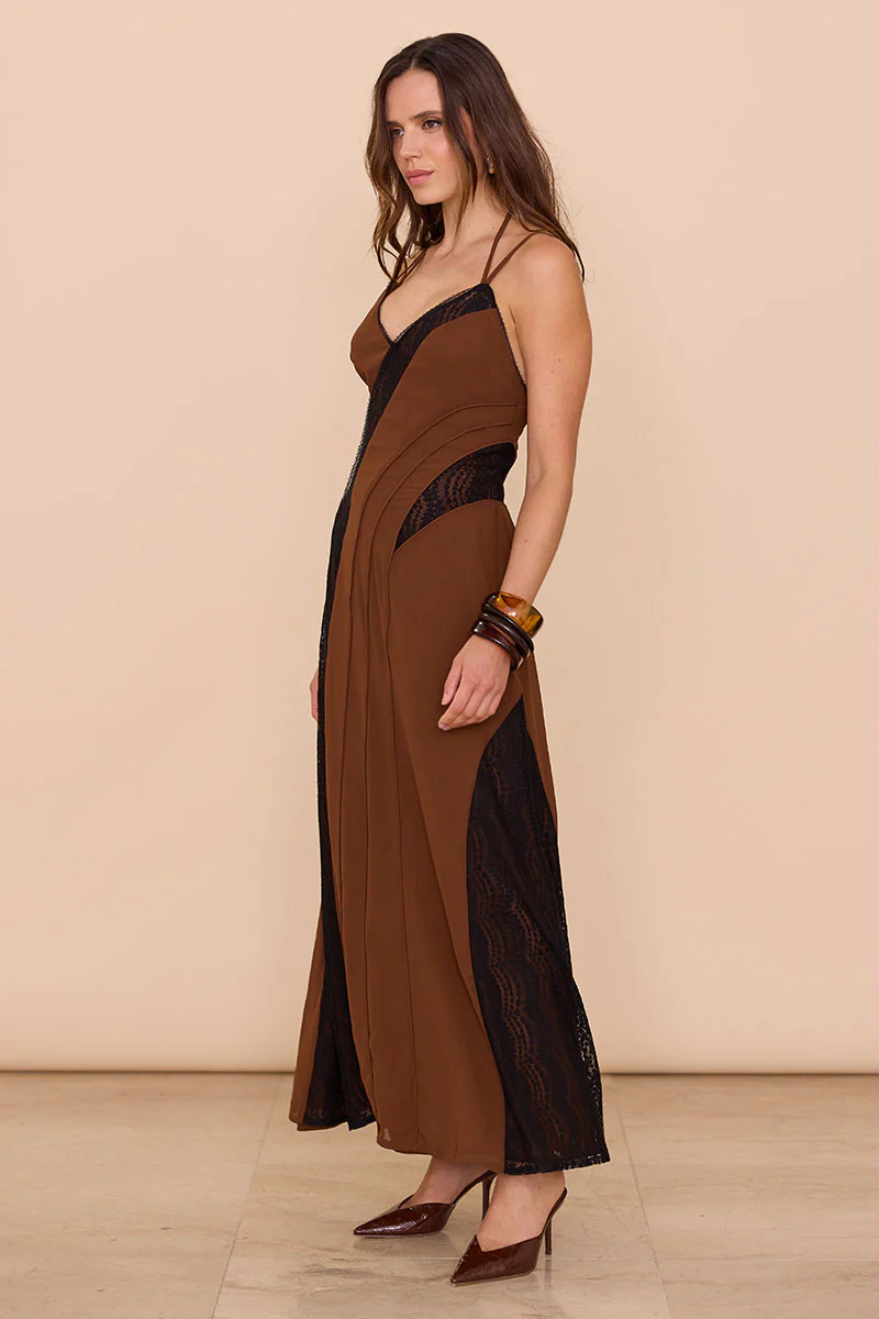 CAPTIVATE SLIP DRESS - COFFEE - Image 3