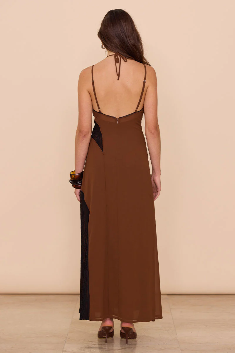 CAPTIVATE SLIP DRESS - COFFEE - Image 4