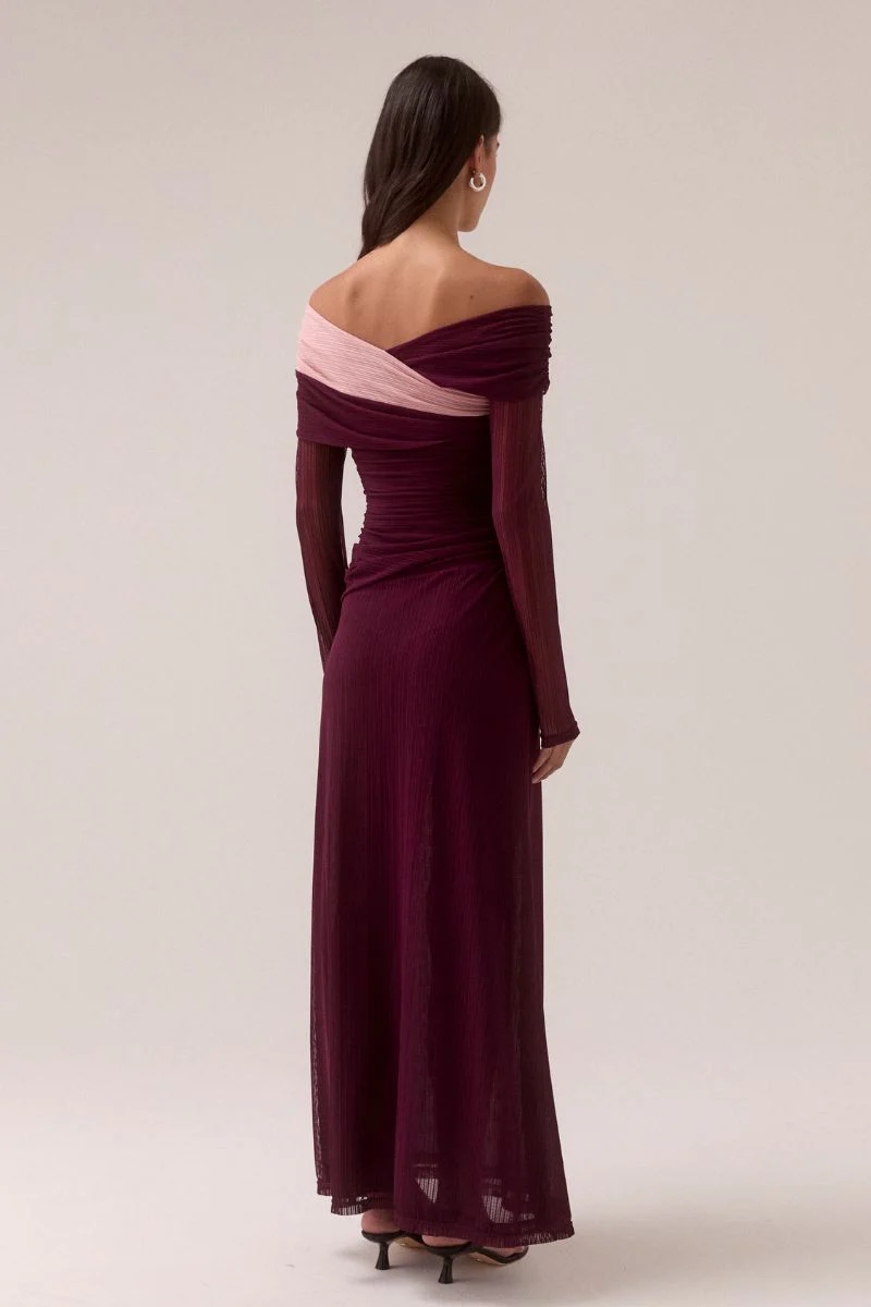 CASCADE MESH DRESS - PLUM - Image 4