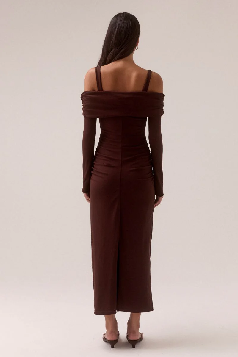 ELAIAN LONG-SLEEVE DRESS - RAISIN - Image 4