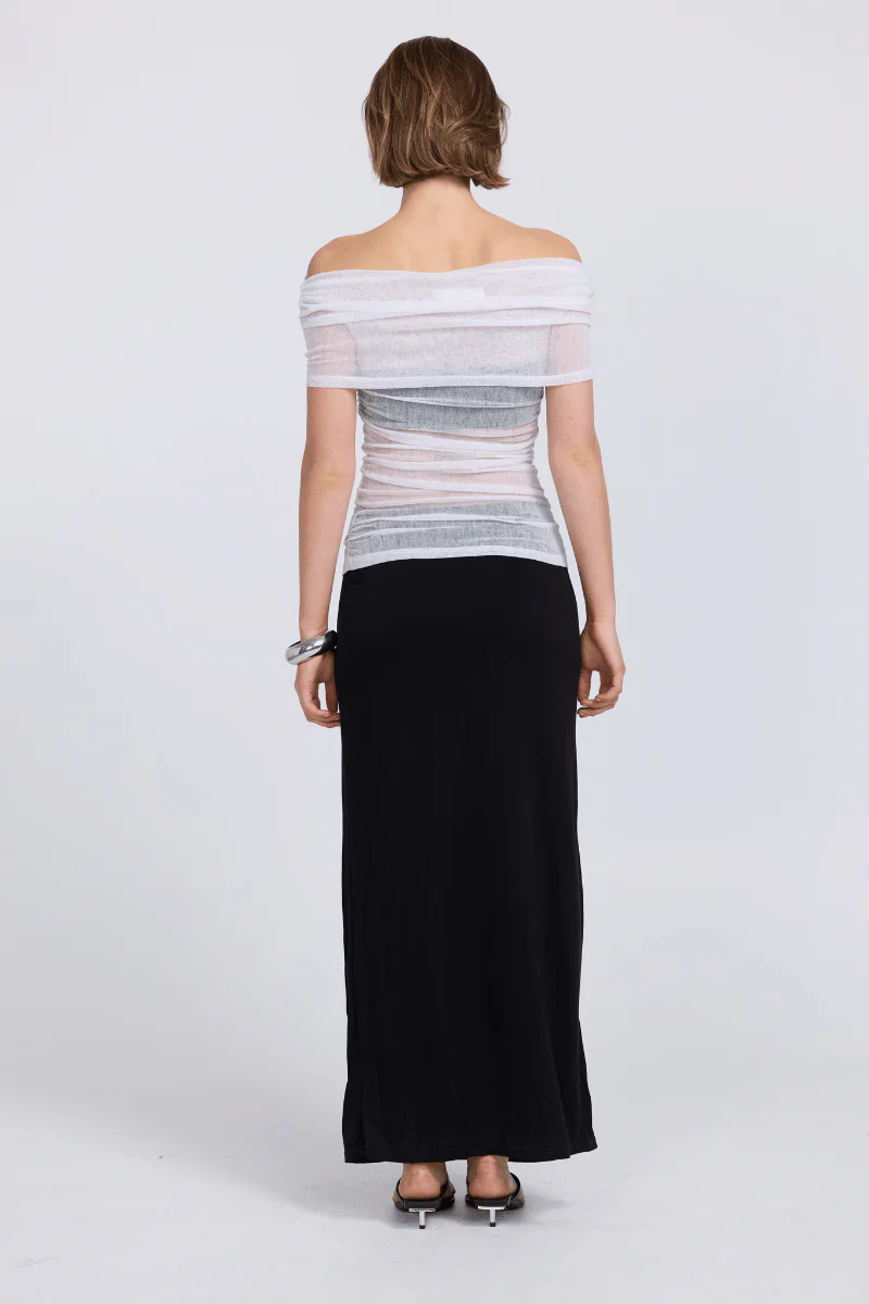 RISE MESH SLEEVELESS DRESS - BLACK/CHALK - Image 3