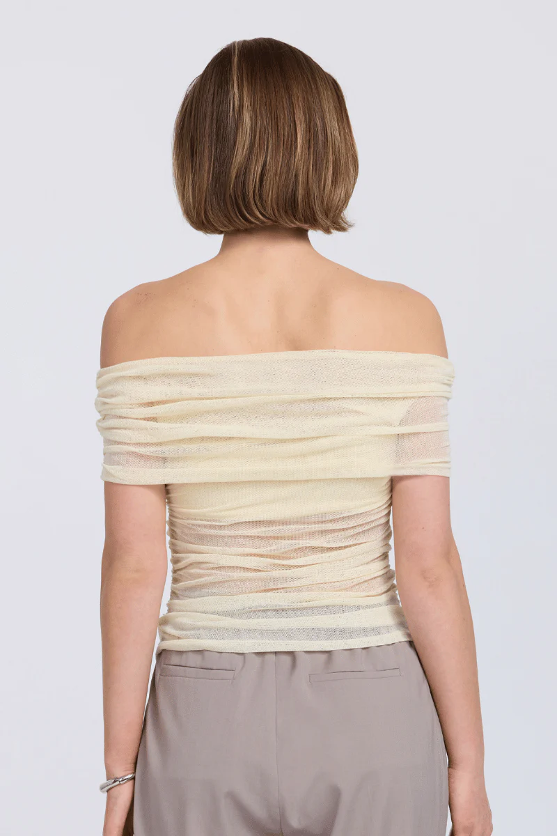 RISE MESH SLEEVELESS TOP - BUTTERMILK - Image 3