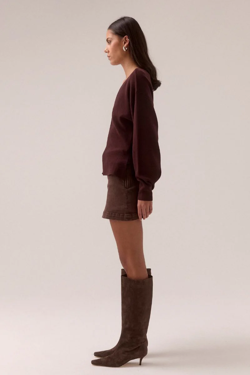 SENTIMENT KNIT CARDI - PLUM - Image 3