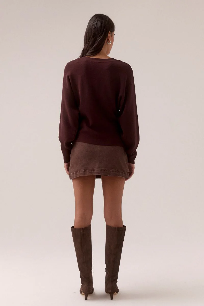 SENTIMENT KNIT CARDI - PLUM - Image 4