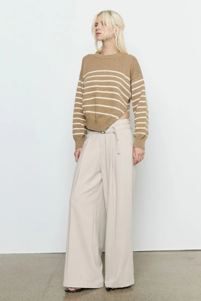 SOLENE STRIPE KNIT JUMPER - PECAN / VANILLA - Image 3