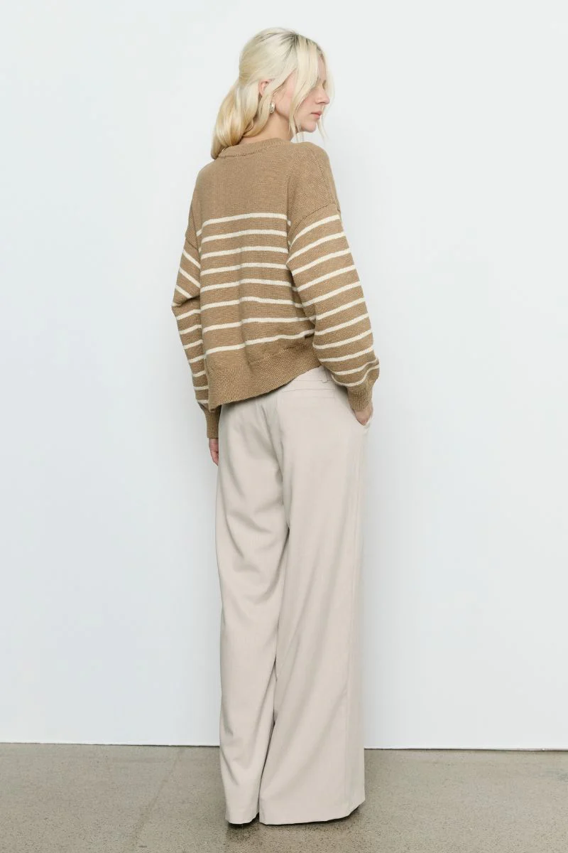 SOLENE STRIPE KNIT JUMPER - PECAN / VANILLA - Image 4